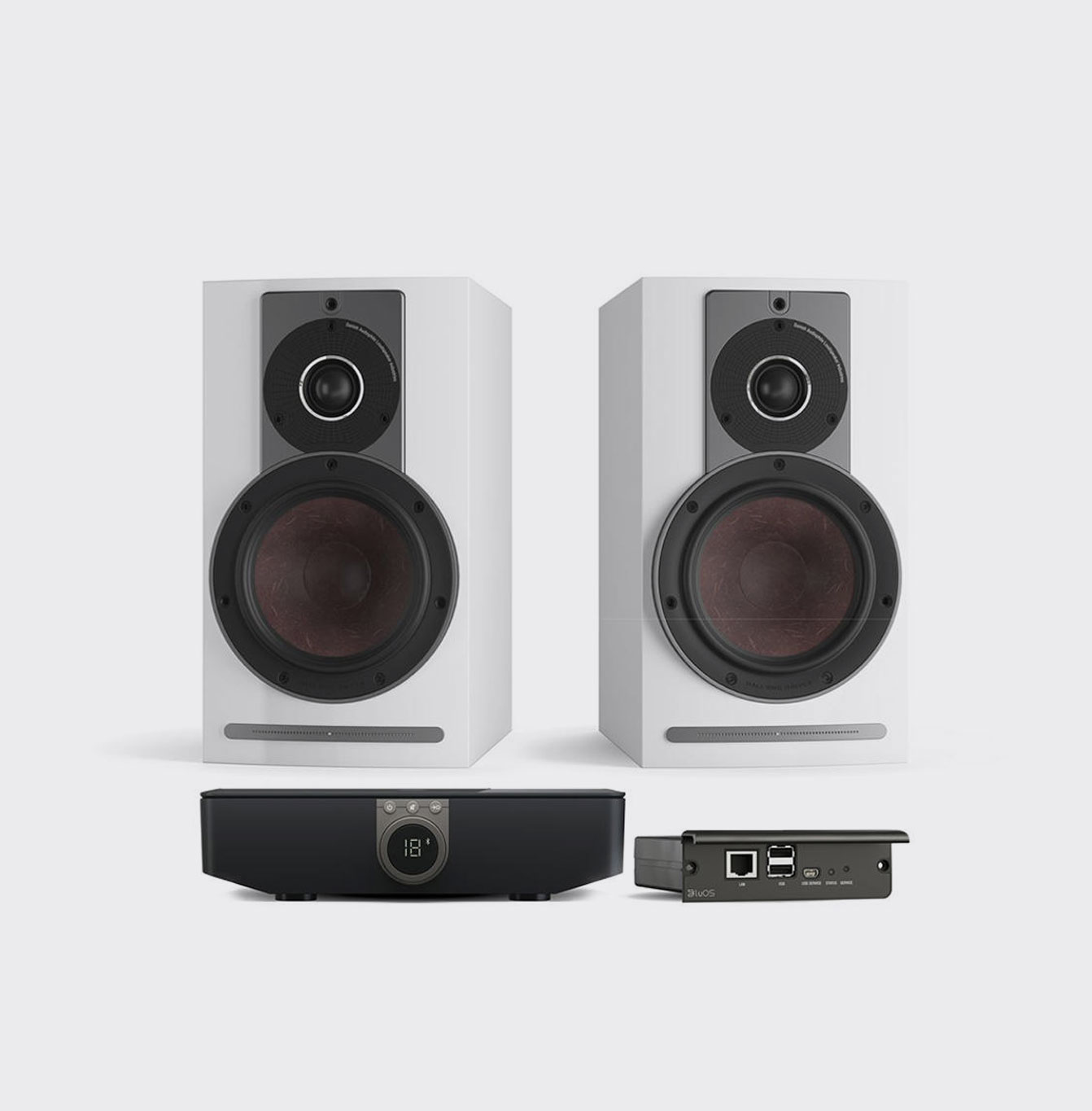 Dali Rubicon 2C + BluOS Sound Hub Hoogglans wit
