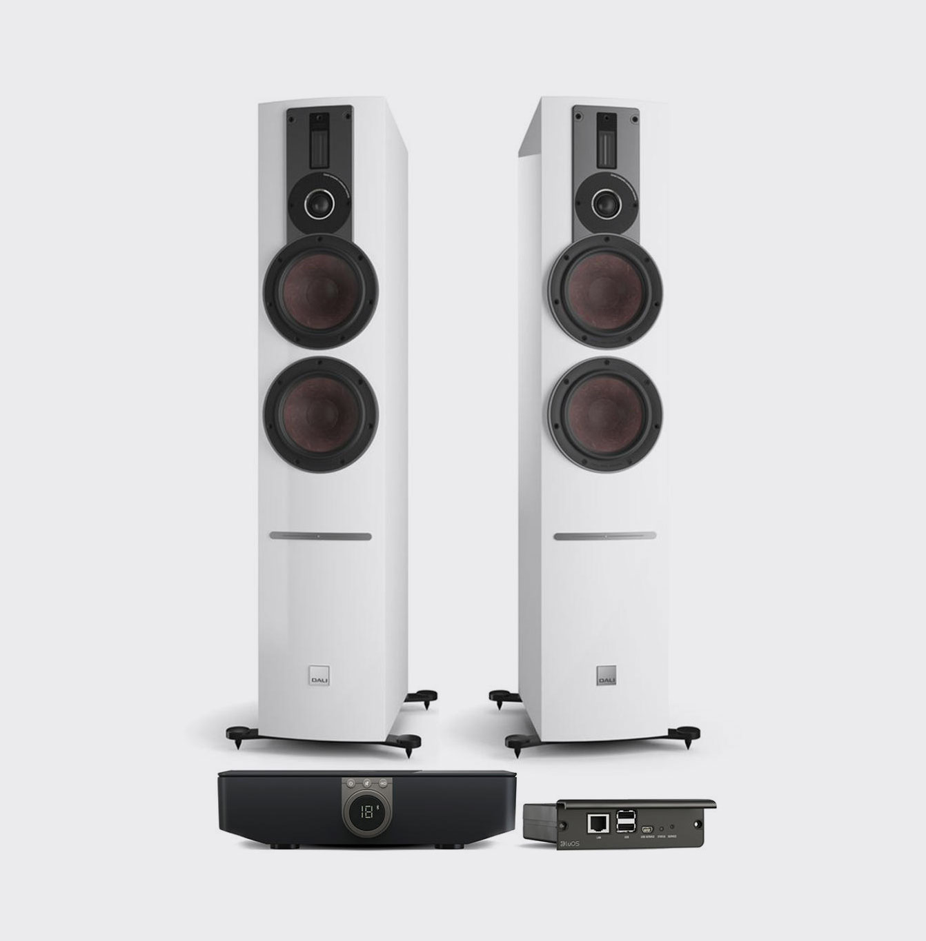 Dali Rubicon 6C + BluOS Sound Hub Hoogglans wit