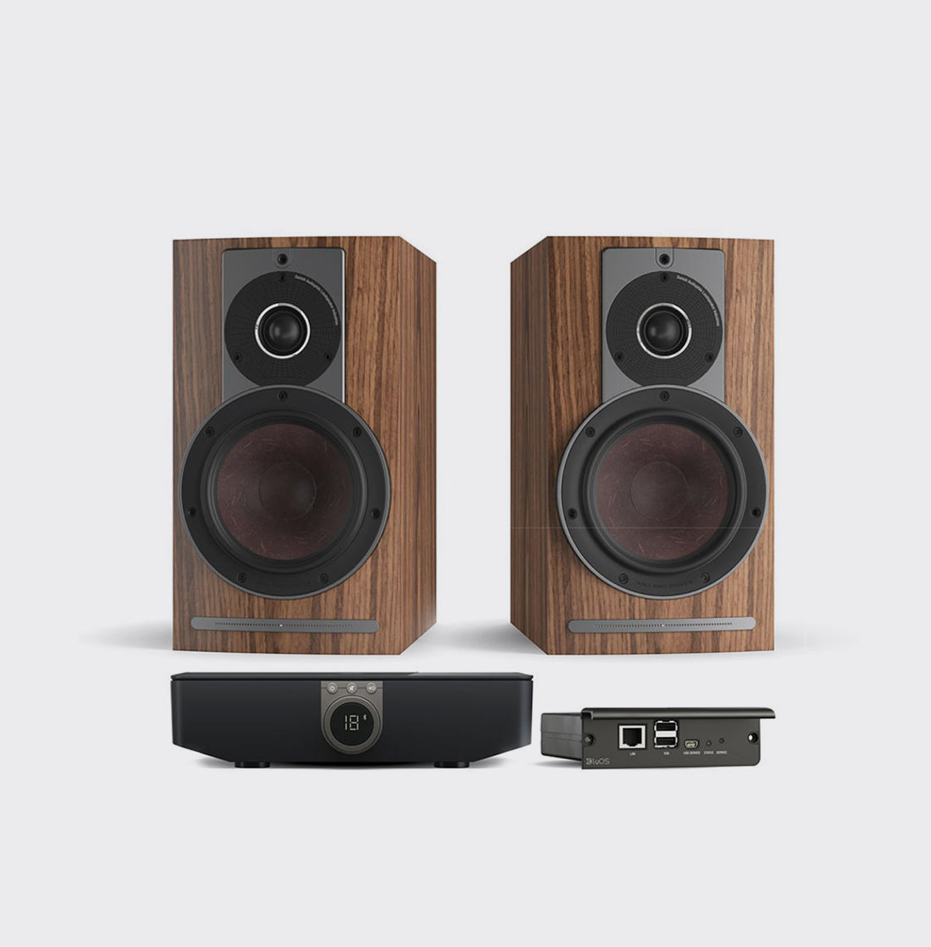 Dali Rubicon 2C + BluOS Sound Hub Walnoot